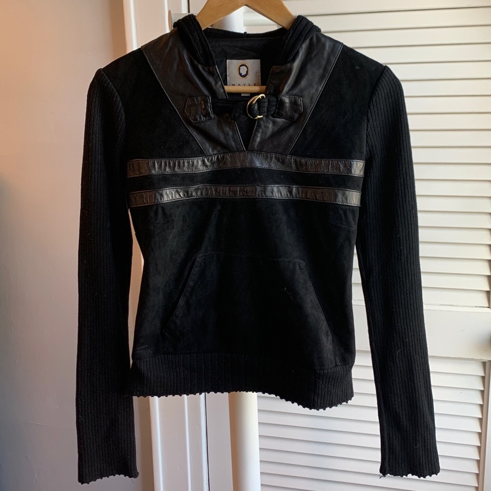 Mayle- 100% Wool Sweater with Leather Accents